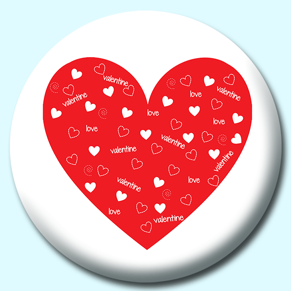 Red Heart Valentines Day Love Text With Small Heart Pattern Button Badge