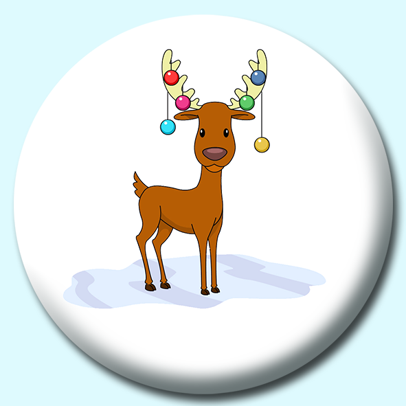 Reindeer With Decorative Balls On Head Button Badge