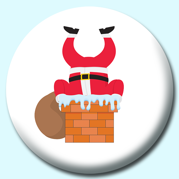 Santa Stuck Head First In Chimney Button Badge