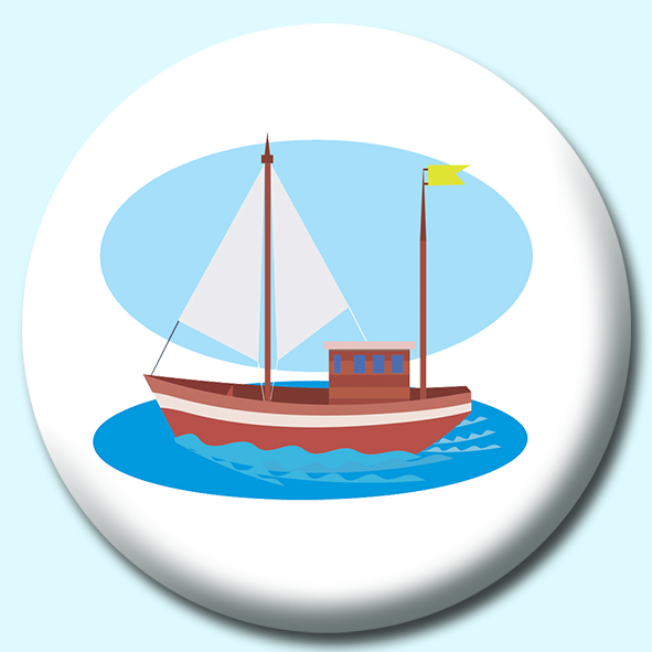 Small Wooden Sail Boat Button Badge