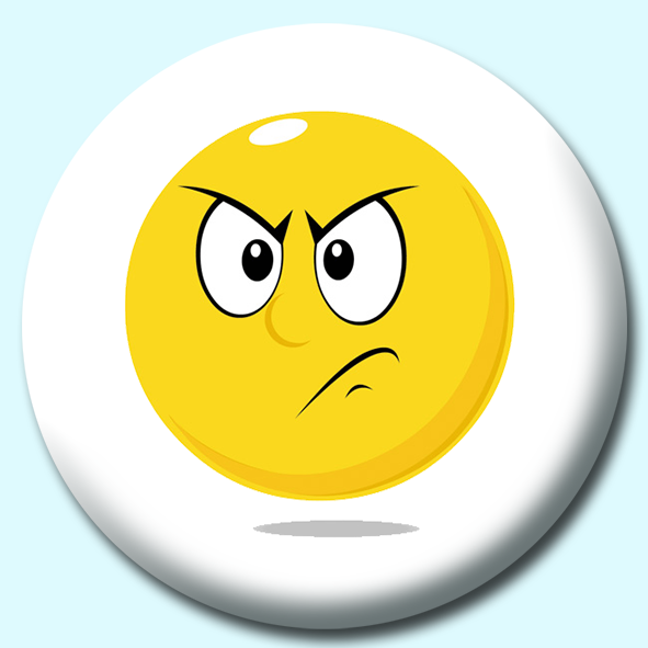 Smiley Face Angry Expression Button Badge