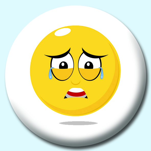 Smiley Face Crying Expression Button Badge