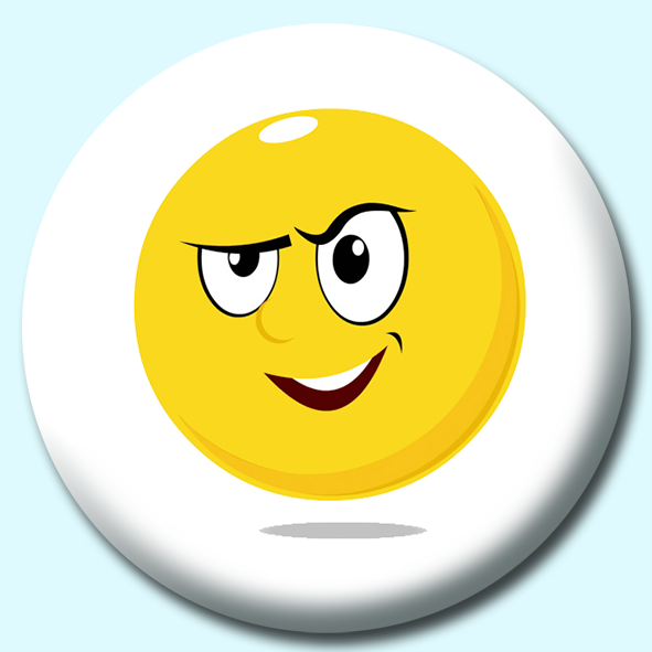 Smiley Face Cunning Expression Button Badge