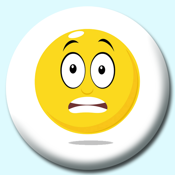Smiley Face Frightened Expression Button Badge
