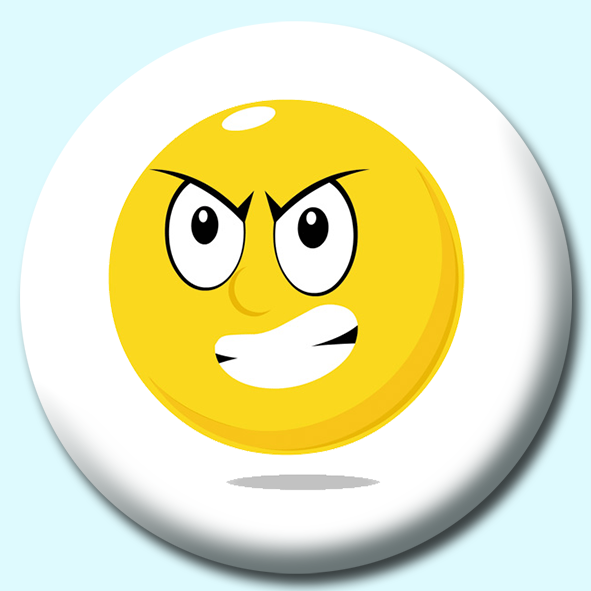 Smiley Face Furious Expression Button Badge