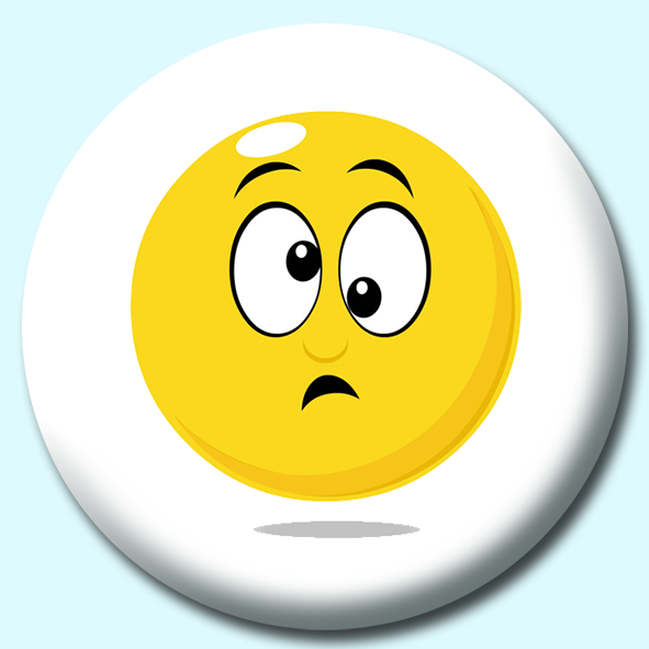Smiley Face Sneering Expression Button Badge