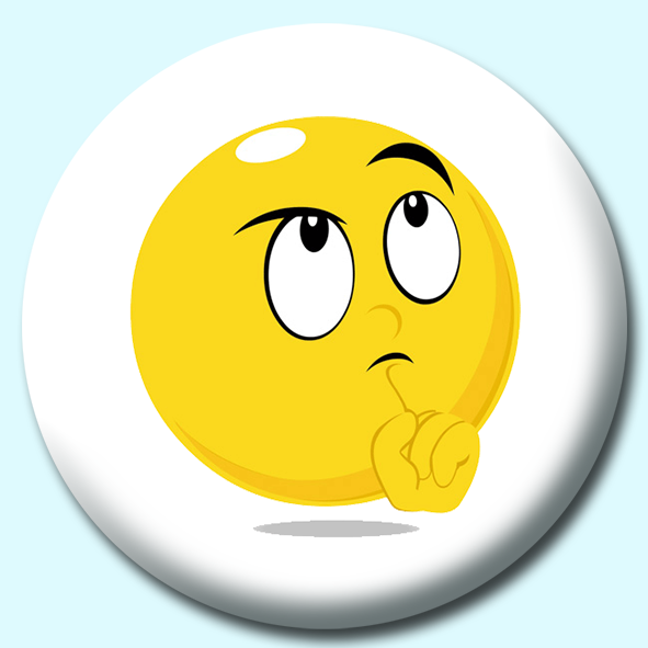 Smiley Face Thinking Expression Button Badge