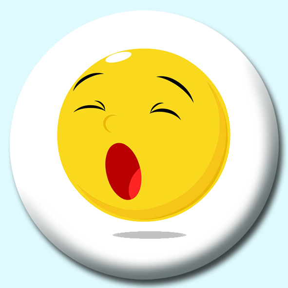Smiley Face Yawning Expression Button Badge