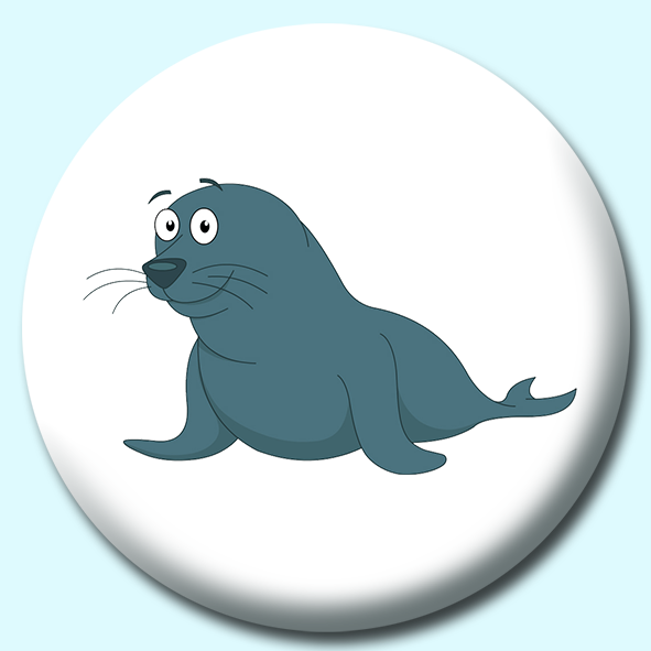 Smiling Gray Seal Character Button Badge