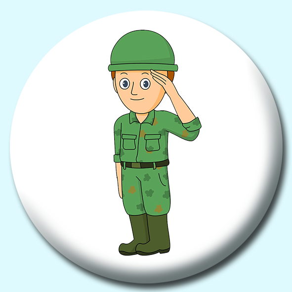 Soldier Saluating Button Badge