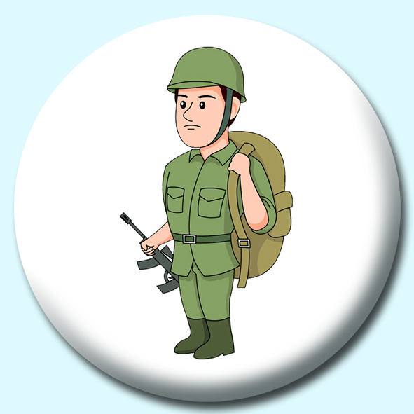 Soldier With Backpack Button Badge
