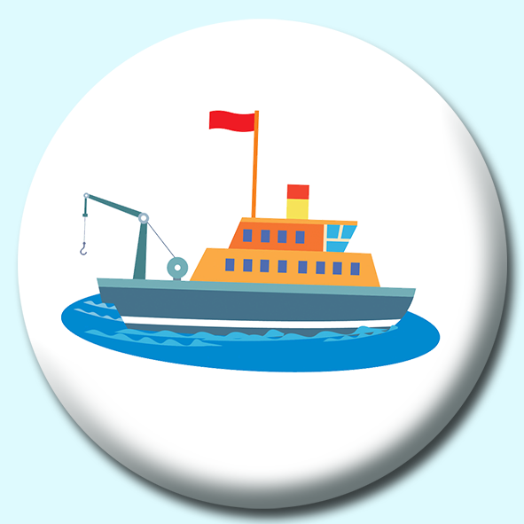 Sport Fishing Boat Button Badge