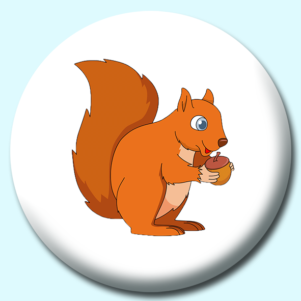 Squirrel Holding Acorn Nut Button Badge