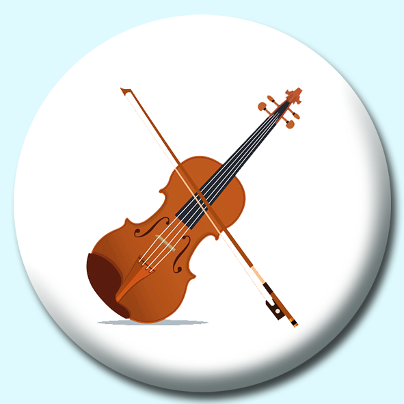 String Instrument Violin With Bow Button Badge