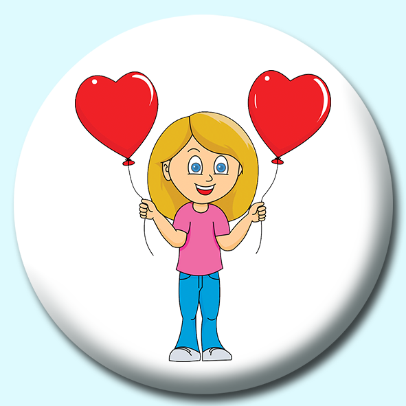 Valentines Day Balloon Button Badge