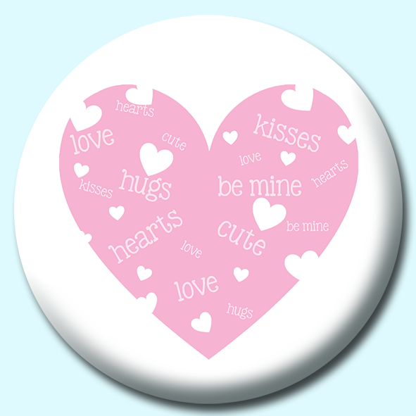 Valentines Day Heart With Love Words Pink Button Badge
