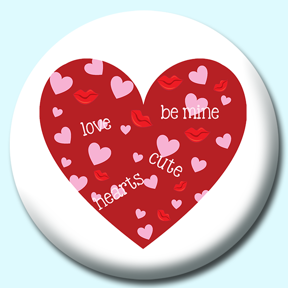 Valentines Day Red Heart With Love Words Button Badge