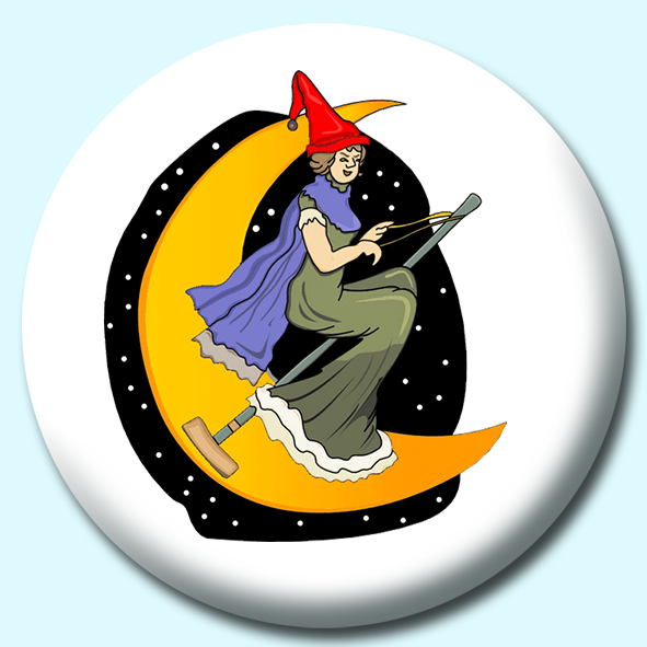 Witch And Moon Button Badge