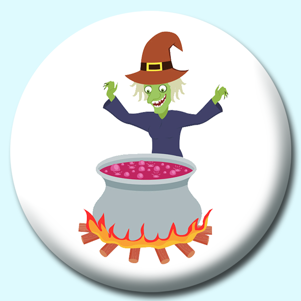 Witch Boiling Poison While Performing Magic Button Badge