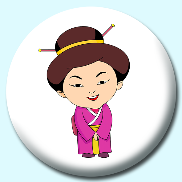 Woman In Chinese Costume Button Badge