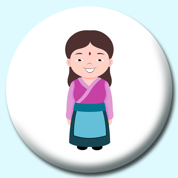 Woman In Nepalee Costume Button Badge