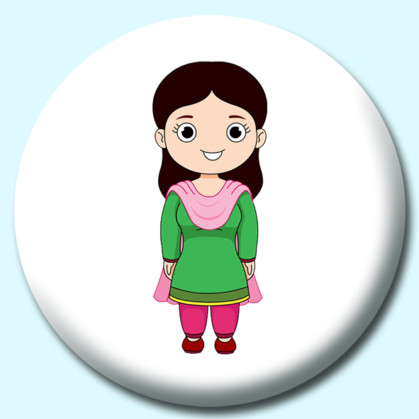 Woman In Pakistan Costume Button Badge