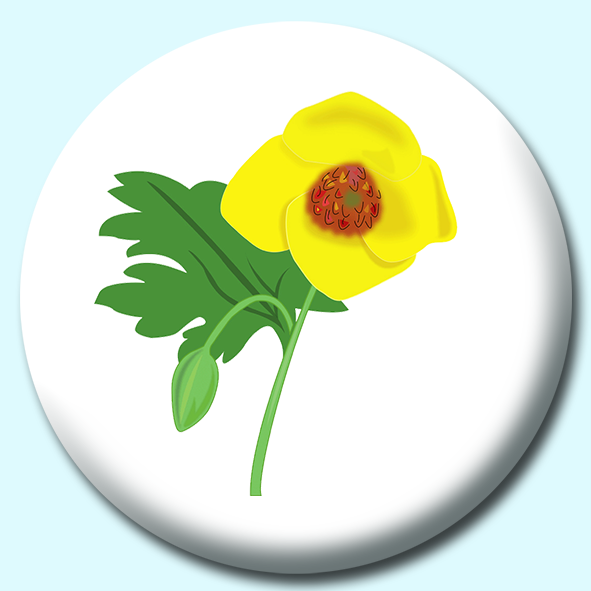 Woodland Poppy Yellow Button Badge