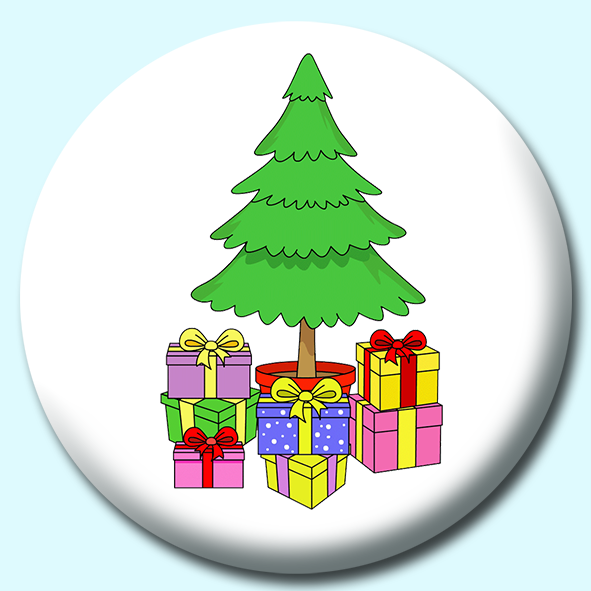 Xmas Tree With Many Gifts Button Badge