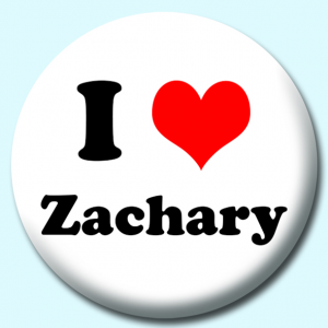 Personalised Badge: 38mm I Heart Zachary Button Badge. Create your own custom badge - complete the form and we will create your personalised button badge for you.