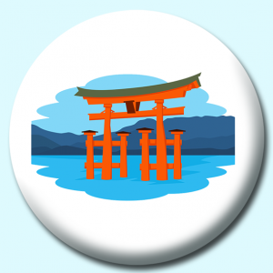 Personalised Badge: 38mm Itsukushima Shrine Button Badge. Create your own custom badge - complete the form and we will create your personalised button badge for you.