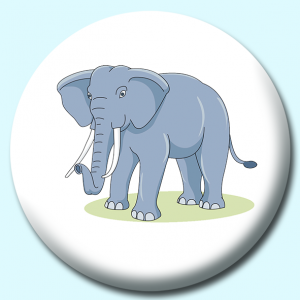 Personalised Badge: 38mm African Elephant With White Tusks Button Badge. Create your own custom badge - complete the form and we will create your personalised button badge for you.