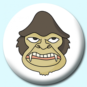 Personalised Badge: 75mm Angry Monkey Button Badge. Create your own custom badge - complete the form and we will create your personalised button badge for you.