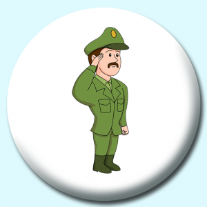 Personalised Badge: 38mm Army Officer Saluating Button Badge. Create your own custom badge - complete the form and we will create your personalised button badge for you.