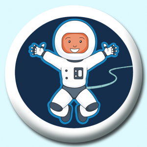 Personalised Badge: 25mm Astronaut Attached To Cord Button Badge. Create your own custom badge - complete the form and we will create your personalised button badge for you.