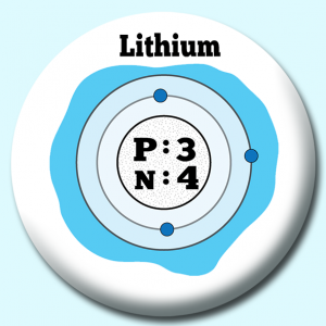 Personalised Badge: 25mm Atomic Structure Of Lithium Button Badge. Create your own custom badge - complete the form and we will create your personalised button badge for you.