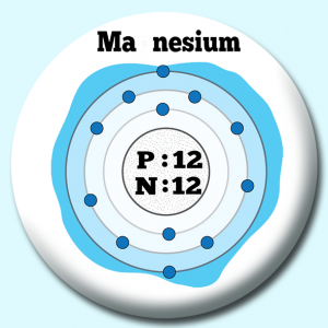 Personalised Badge: 38mm Atomic Structure Of Magnesium Button Badge. Create your own custom badge - complete the form and we will create your personalised button badge for you.