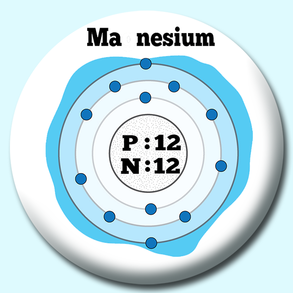 Personalised Badge: 75mm Atomic Structure Of Magnesium Button Badge. Create your own custom badge - complete the form and we will create your personalised button badge for you.