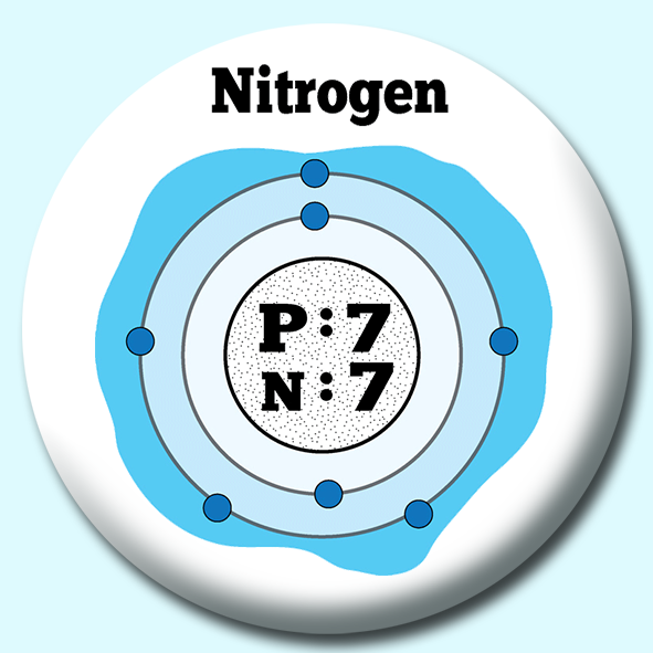 Personalised Badge: 75mm Atomic Structure Of Nitogen 2 Button Badge. Create your own custom badge - complete the form and we will create your personalised button badge for you.