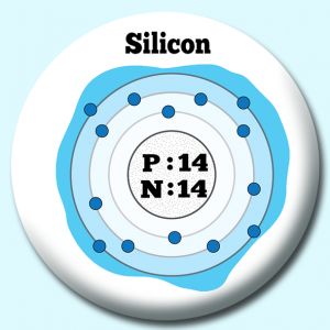 Personalised Badge: 38mm Atomic Structure Of Silicon Button Badge. Create your own custom badge - complete the form and we will create your personalised button badge for you.
