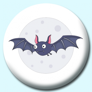 Personalised Badge: 38mm Bat Flying Against Moon Button Badge. Create your own custom badge - complete the form and we will create your personalised button badge for you.