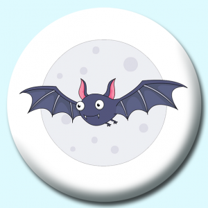 Personalised Badge: 58mm Bat Flying Against Moon Button Badge. Create your own custom badge - complete the form and we will create your personalised button badge for you.