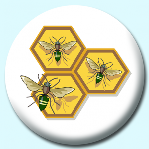 Personalised Badge: 58mm Bees Button Badge. Create your own custom badge - complete the form and we will create your personalised button badge for you.