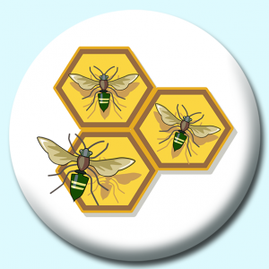 Personalised Badge: 75mm Bees Button Badge. Create your own custom badge - complete the form and we will create your personalised button badge for you.