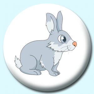 Personalised Badge: 38mm Big Eyed Rabbit Button Badge. Create your own custom badge - complete the form and we will create your personalised button badge for you.