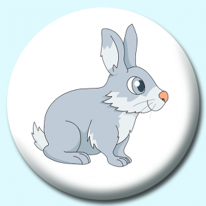 Personalised Badge: 58mm Big Eyed Rabbit Button Badge. Create your own custom badge - complete the form and we will create your personalised button badge for you.