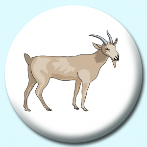 Personalised Badge: 38mm Billy Goat Animal Button Badge. Create your own custom badge - complete the form and we will create your personalised button badge for you.