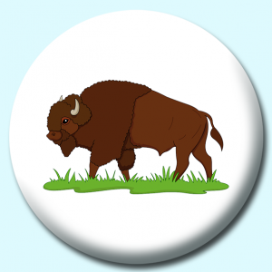 Personalised Badge: 38mm Bison On Praire Button Badge. Create your own custom badge - complete the form and we will create your personalised button badge for you.