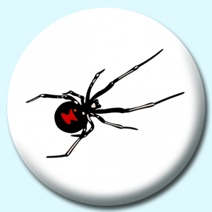 Personalised Badge: 38mm Black Widow Spider Button Badge. Create your own custom badge - complete the form and we will create your personalised button badge for you.