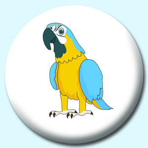 Personalised Badge: 58mm Blue Yellow Macaw Parrot Button Badge. Create your own custom badge - complete the form and we will create your personalised button badge for you.