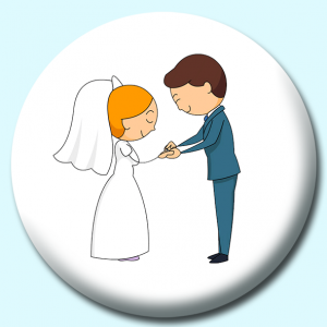 Personalised Badge: 38mm Bride Groom Taking Vows Button Badge. Create your own custom badge - complete the form and we will create your personalised button badge for you.